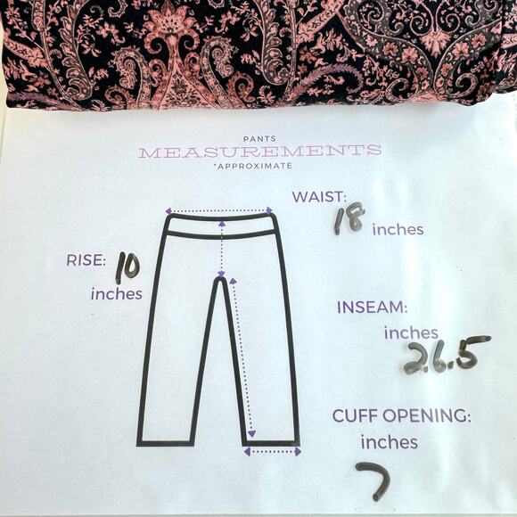 Soft Surroundings Womens Pull On Ankle Pants Size L Petite Paisley Stretch Black - Picture 6 of 6